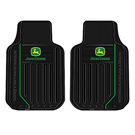 Elite Standard Black Floor Mat Set w/ John Deere Logo