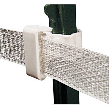 2 in White T-Post Polytape Insulators - 25 Pk