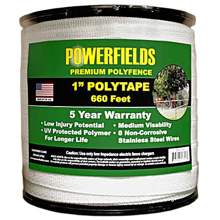 1 in White 8-Wire Electric Fence Polytape