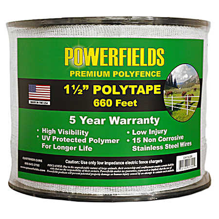 1.5 in White 15-Wire Electric Fence Polytape