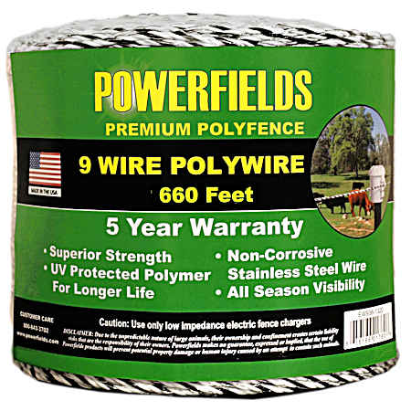 Black & White 9-Wire Electric Fence Polywire