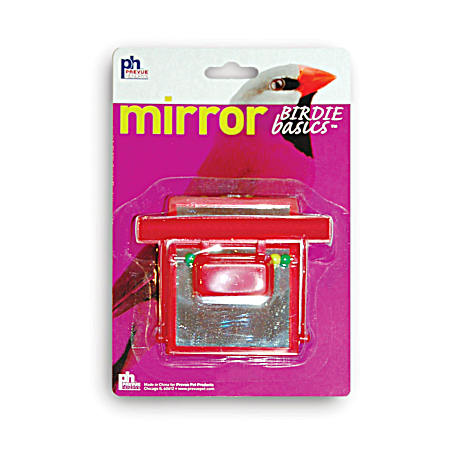 Red Bird Perch Mirror w/ Beads for Birds