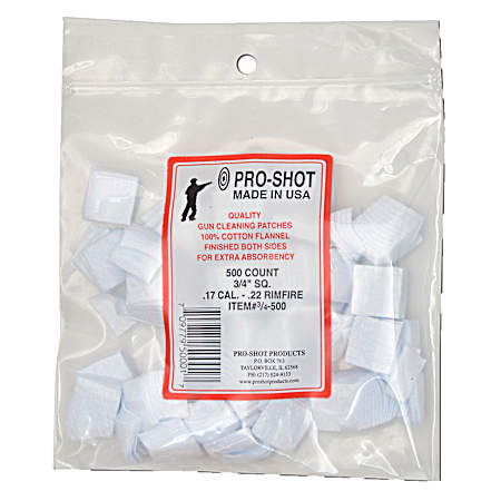.17 Cal - .22 Rimfire, 3/4 in Square Patches - 500 Ct