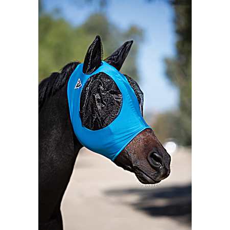 Small/Cob Pacific Blue Comfort Fit Lycra Fly Mask for Horses