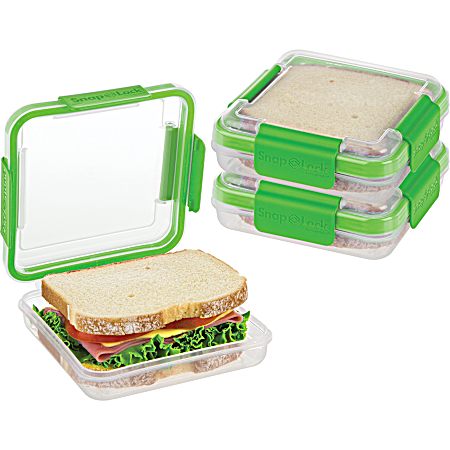 Sandwich To Go 2 cup Green Microwavable Portable Sandwich Container - 3 Pk