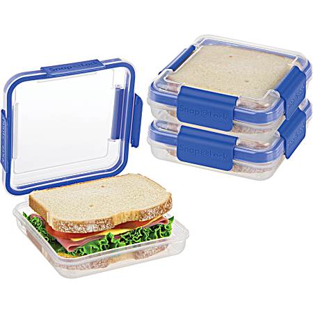 Sandwich To Go 2 cup Blue Microwavable Portable Sandwich Container - 3 Pk