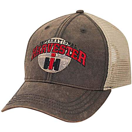 Men's Khaki/Tank Wax Cloth Nylon Mesh back Logo 6-Panel Cap