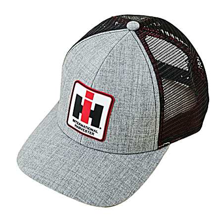 Men's Grey/Black IH Silicone Patch Mesh Back Trucker Cap