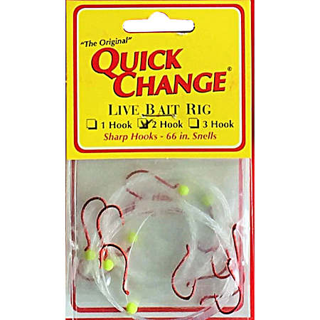 2 Hook Rig Snells 6/CD - Red