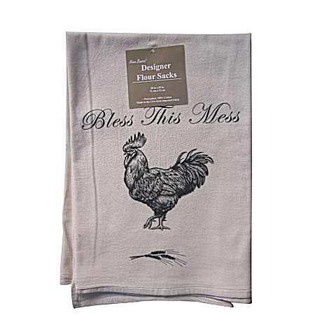 Natural Bless This Mess Flour Sack Towel