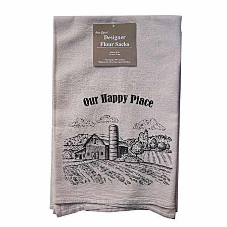 Natural Our Happy Place Flour Sack Towel