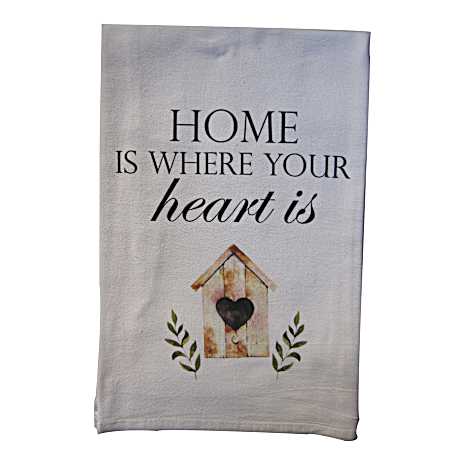 Soft White Home Is Where Your Heart Is Flour Sack Towel