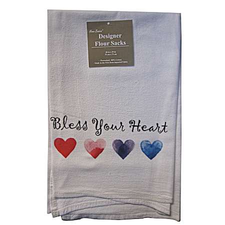 Soft White Bless Your Heart Flour Sack Towel