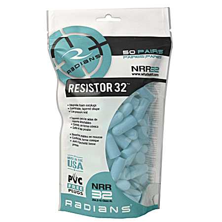 Radians - 50 Pair Aqua Earplugs In Resealable Bag