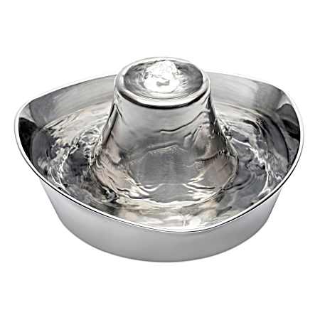 Seaside Silver Stainless Steel Pet Fountain