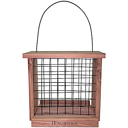 Large Cedar Wood Seed Cake Bird Feeder