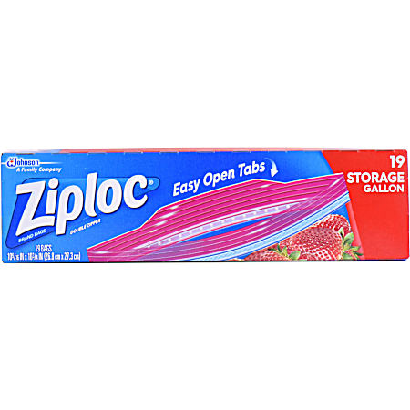 Double Zipper Gallon Storage Bags - 19 Ct.