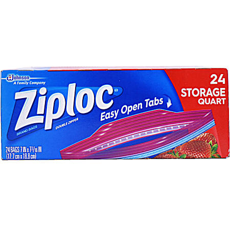 Quart Double Zipper Storage Bags - 24 Ct.
