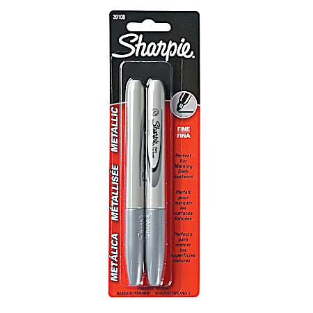 Silver Metallic Fine Point Permanent Markers - 2 Pk