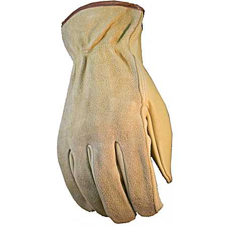 Men's Tan Split Back Cowhide Gloves