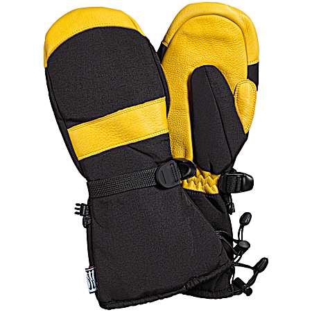 Men's Gold/Black Deerskin Ski Mittens