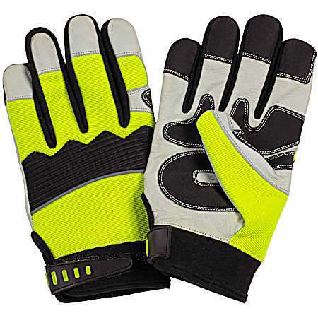 Men's Whitewater Hi-Vis Yellow/Black Leather Gloves