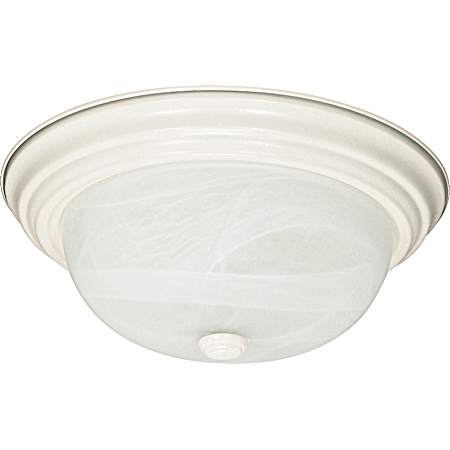 11 in White 2-Light Flush Mount Alabaster Glass Fixture