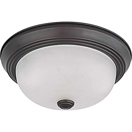 11 in Bronze 2-Light Alabaster Glass Flush Mount Fixture