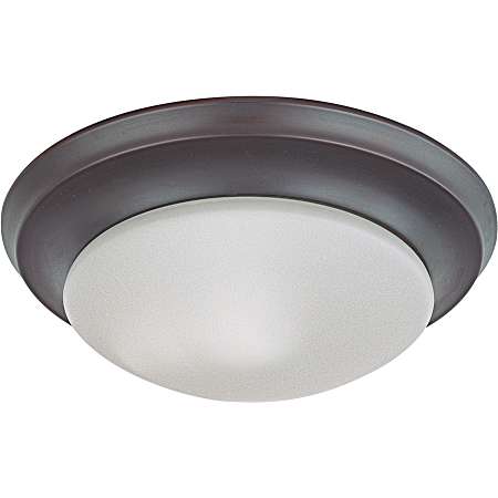 12 in Bronze 1-Light Frosted White Glass Flush Mount Fixture