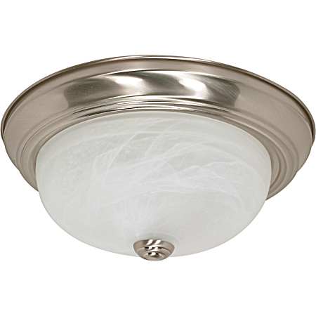 13 in Nickel 2-Light Alabaster Glass Flush Mount Fixture