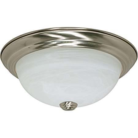 11 in Nickel 2-Light Alabaster Glass Flush Mount Fixture