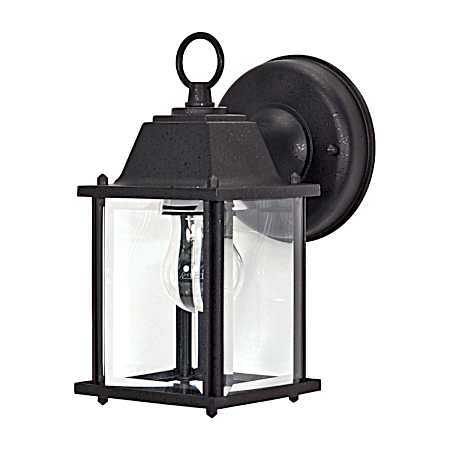 9 in Black 1-Light Outdoor Clear Beveled Glass Coach Fixture