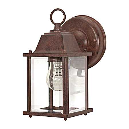 9 in Bronze 1-Light Outdoor Clear Beveled Glass Coach Fixture