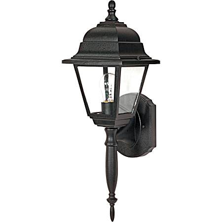 18 in Black 1-Light Outdoor Clear Seeded Glass Coach Fixture