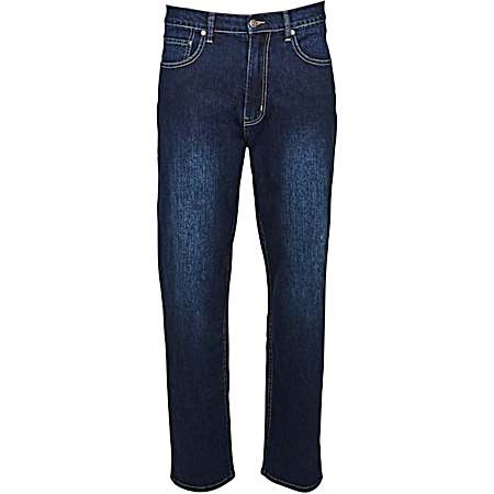 Men's Legend Dark Wash Relaxed Fit Stretch Sandblast Denim Jeans