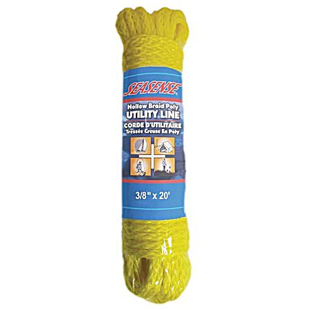 3/8 in x 20 ft Hollow Braid Poly Utility Line - Yellow