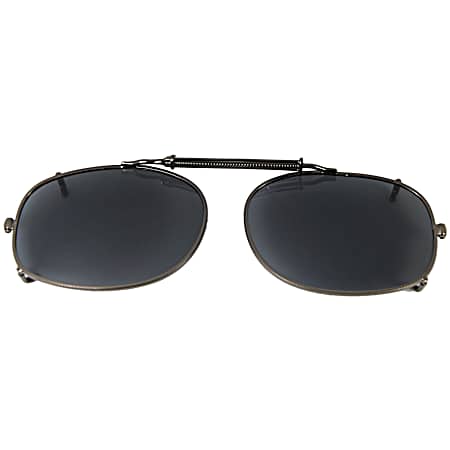 Gunmetal Spring-Bar Rectangular Clip-On Sunglasses