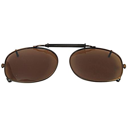 Bronze Spring-Bar Rectangular Clip-On Sunglasses