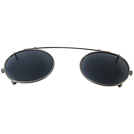 Adult Gunmetal Flex-Bar Oval Clip-On Sunglasses