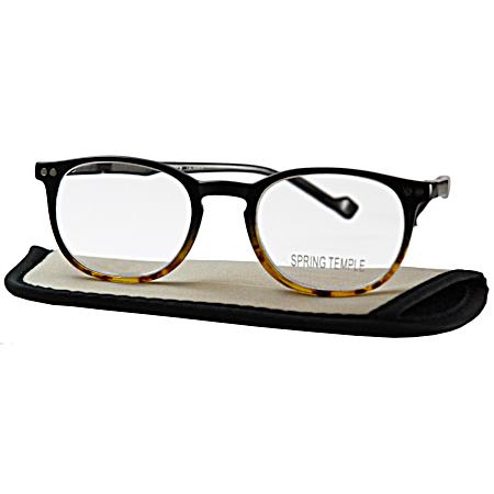 Adult Classic 2.00 Small Reading Glasses w/ Case - Assorted