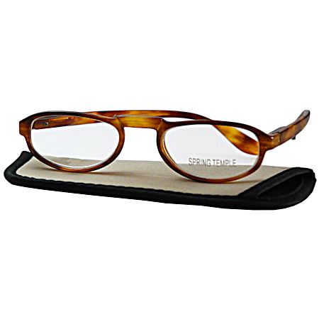 Adult Half-Eye 1.75 Small Reading Glasses w/ Case - Assorted