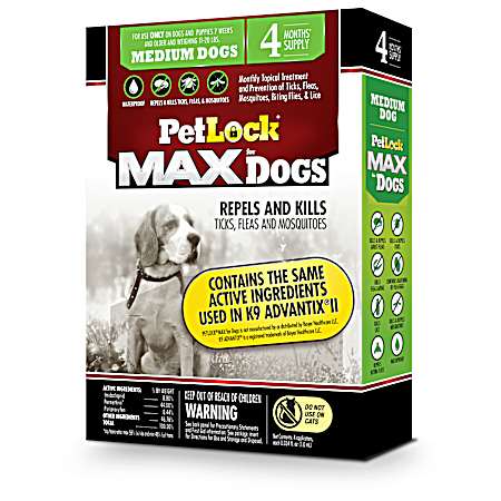 Max Flea & Tick Topical Treatments for Medium Dogs - 4 Pk