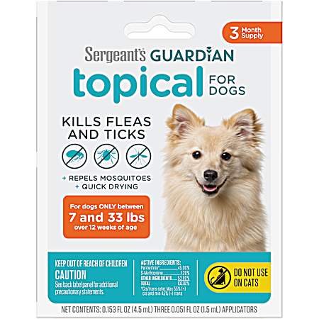 Guardian Flea & Tick Squeeze-On Topical for Dogs 7-33 lbs - 3 Ct