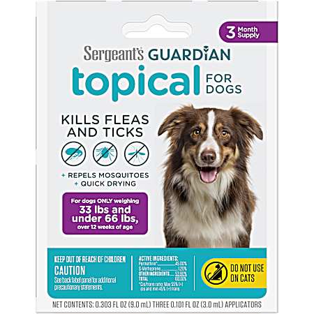 Guardian Flea & Tick Squeeze-On Topical for Dogs 33-66 lbs - 3 Ct