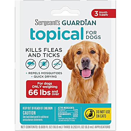 Guardian Flea & Tick Squeeze-On Topical for Dogs 66 lbs & Over - 3 Ct