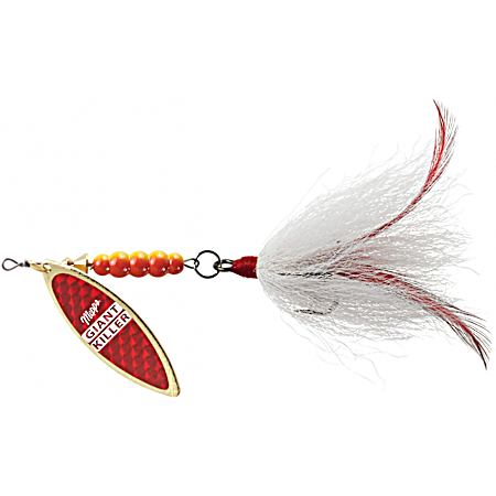 Giant Killer 1-1/4 oz Redbo Scale/White Dressed Musky Bucktail