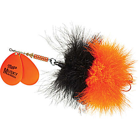 Double Blade Musky Marabou 1-1/2 oz Hot Orange-Black/Orange Musky Bucktail