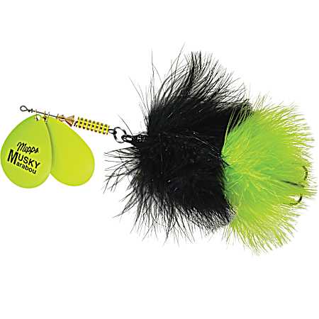Double Blade Musky Marabou 1-1/2 oz Hot Chartreuse-Black/Chartreuse Musky Bucktail