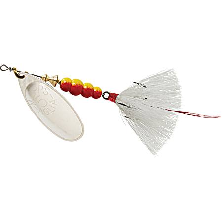 Aglia Chartreuse Platinum/White Dressed Treble Hook Spinner