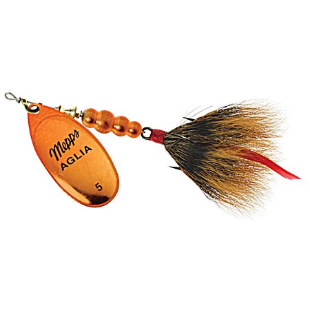 Aglia Chartreuse Orange Platinum/Brown Dressed Treble Hook Spinner